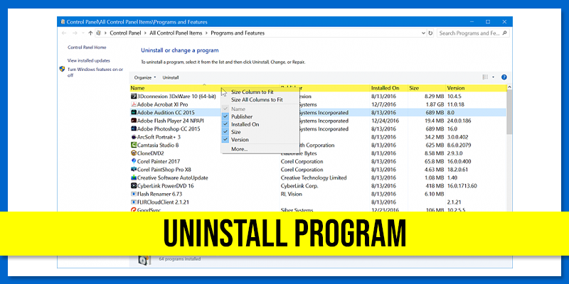 uninstall program